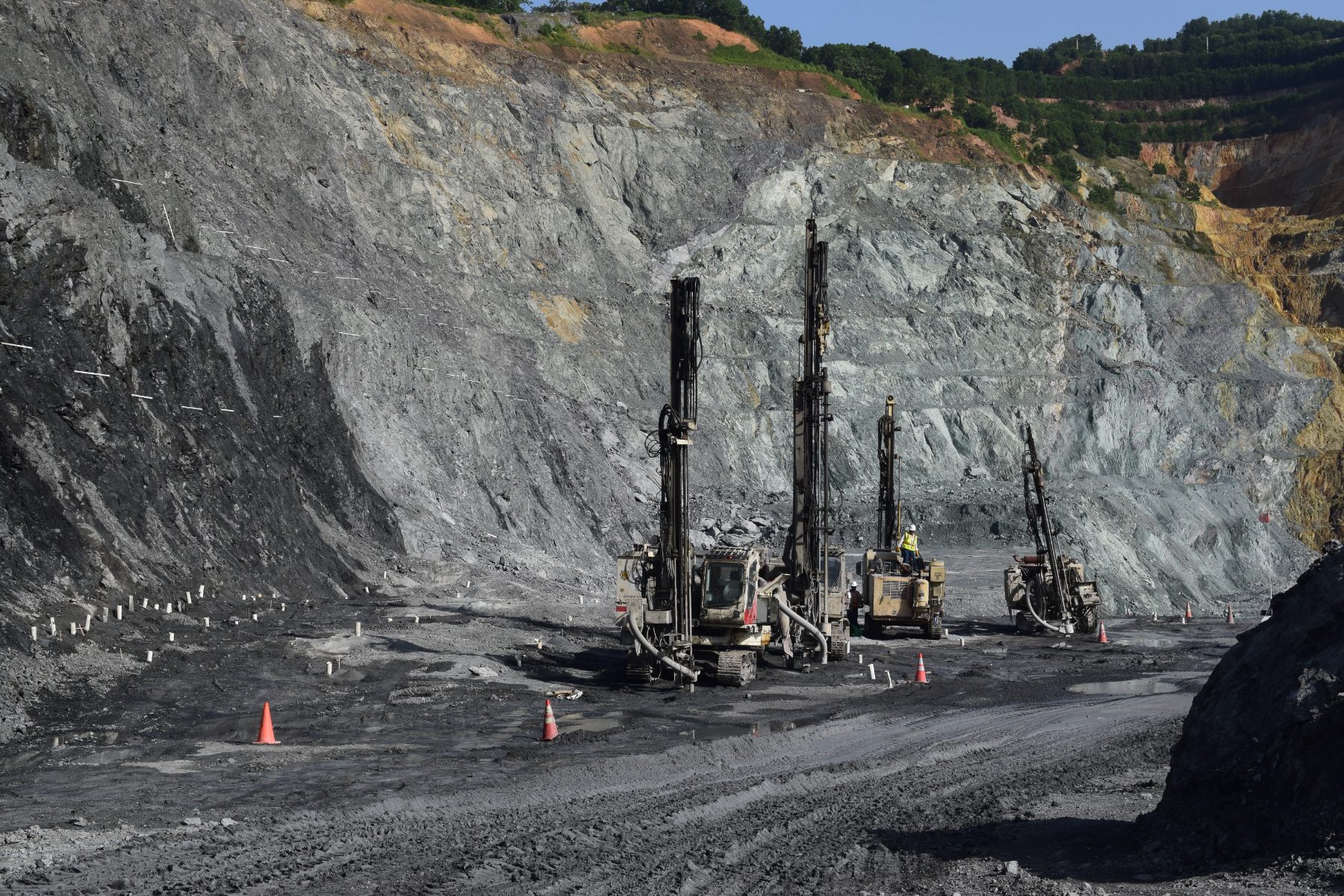 Drill rigs on bench
